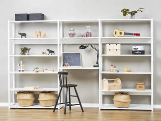 STOREY bokhylla, 3 enheter, hyllor 14 st, bordsskiva 80 cm - vit - Hyllsystem - STO-34-000 - 2