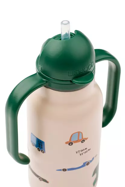 Liewood juomapullo Kimmie 250 ml Cars/Sandy, esiintaitettavalla pillillä. - Vattenflaskor och flaskor med sugrör - 19618-2780 - 2