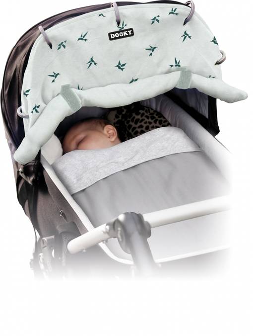 Dooky Design vaunuverho v=C3=A4riss=C3=A4 Origami Grey Jade. - Vagnsgardiner och fästringar - 126650 - 1