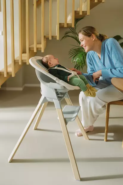 Stokke Clikk Bamboo Cloud Grey Newborn Setilla sopii vastasyntyneestä alkaen. - Matstolar för barn - 695801STA2in1 - 2