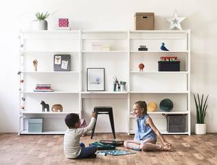 STOREY bokhylla, 3 enheter, hyllor 12 st, bordsskiva 80 cm - vit - Hyllsystem - STO-34-001 - 3