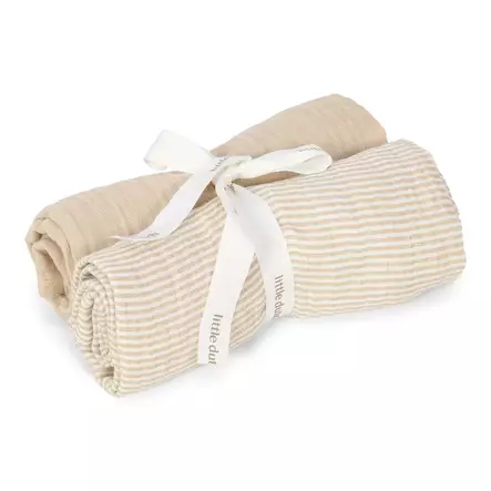 Little Dutch Harsoliinat 2kpl 70x70cm, Pure soft Beige. - Muslinfilt - TE51825041 - 1