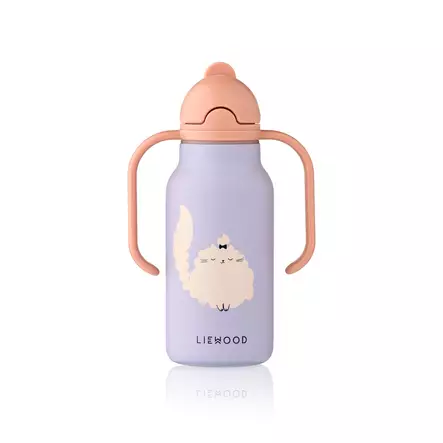 Liewood juomapullo Kimmie 250 ml Cat/Warm lilac. - Vattenflaskor och flaskor med sugrör - 19618-2781 - 1