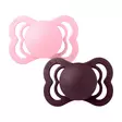 Bibs Supreme silikonitutti 2 kpl 0-6kk, Baby Pink/Plum symmetrisellä tuttipäällä. - Nappar och napphållare - 160431 - 2