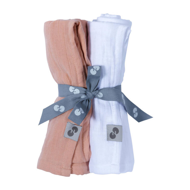 Nord Baby harsoliinat Muslin 2 kpl Natural White / Peach. - Muslinfilt - 271941 - 1