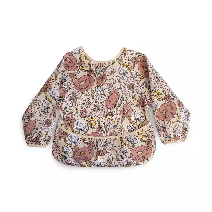 Mushie ruokalappu hihoilla Retro Flowers. - Haklappar - 101901 - 1