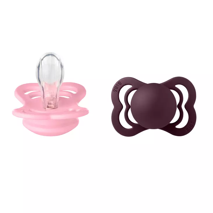 Bibs Supreme silikonitutti 2 kpl 0-6kk, Baby Pink/Plum. - Nappar och napphållare - 160431 - 1