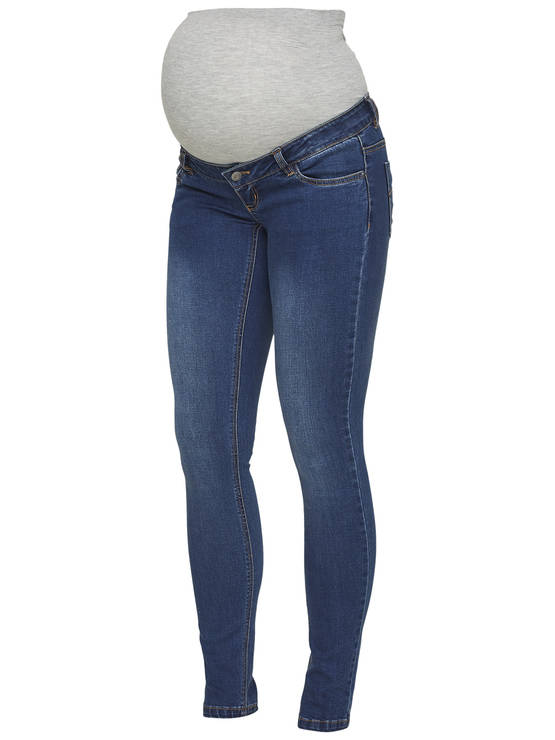 Mamalicious Lola slim äitiysfarkut, blue denim - Mammabyxor och leggings - 20008771 - 1