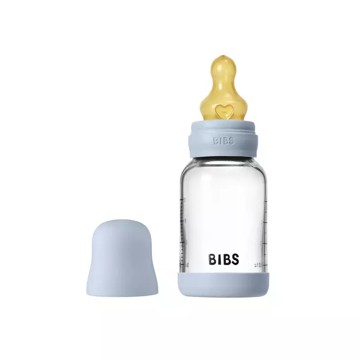 Bibs Baby Glass Bottle lasituttipullo Baby Blue, 120 ml. - Nappflaskor och flasknappar - 5019231 - 1