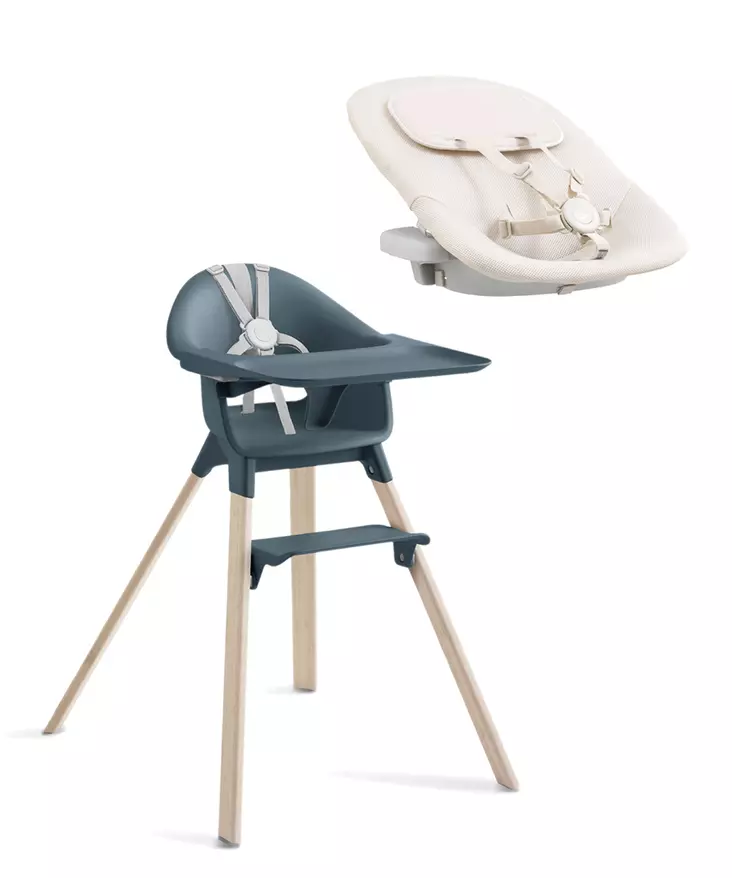 Starttipaketti Stokke Clikk Bamboo 2in1 Fjord Blue. - Matstolar för barn - 695803STA2in1 - 1