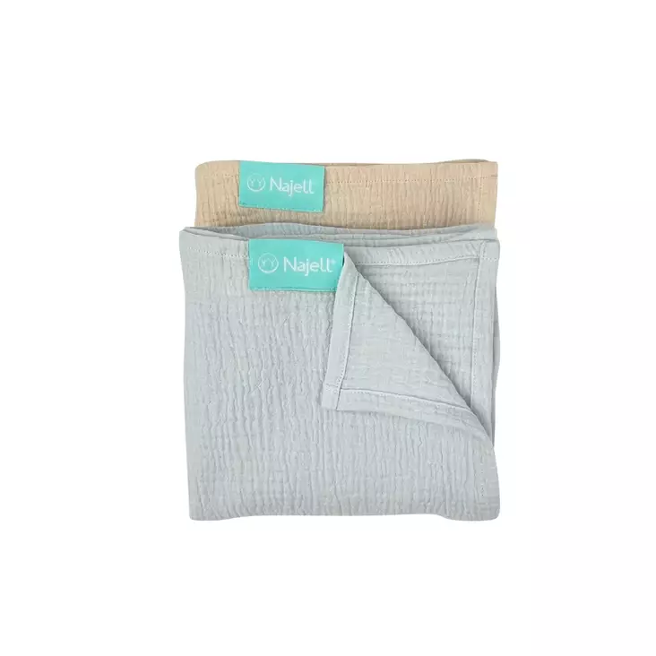 Najell Muslin blanket huopa Soft Beige-Sky Blue. - Täcken och kuddar - N13713001 - 1