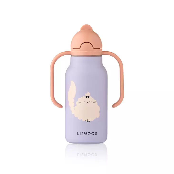 Liewood juomapullo Kimmie 250 ml Cat/Warm lilac. - Vattenflaskor och flaskor med sugrör - 19618-2781 - 1