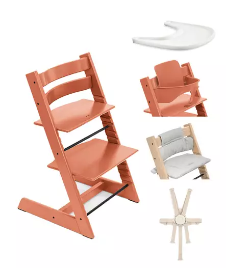 Tripp Trapp Starttipaketti Stokke 5 in 1 Terracotta. - Matstolar för barn - 100139TCSTA2 - 1