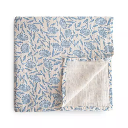 Jättiharsoliina Mushie Blue Flowers. - Muslinfilt - 101862 - 1