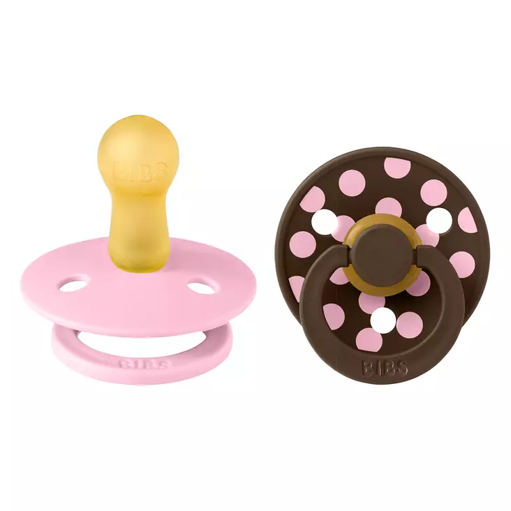 Bibs luonnonkumitutti 2 kpl 6-18kk Baby Pink/Mocha Studio Collection. - Nappar och napphållare - 12034102 - 1