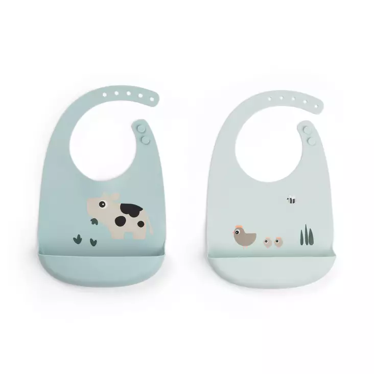 Done By Deer ruokalappu silikonia 2 kpl Tiny farm Blue. - Haklappar - 1369622 - 1