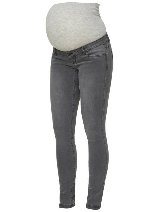 Mamalicious Lola Slim äitiysfarkut värinä Grey Denim - Mammabyxor och leggings - 20009202 - 1