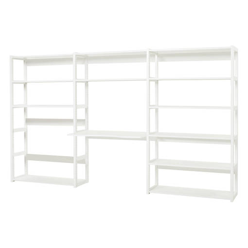 STOREY bokhylla, 3 enheter, hyllor 12 st, bordsskiva 100 cm - vit - Hyllsystem - STO-34-002 - 1