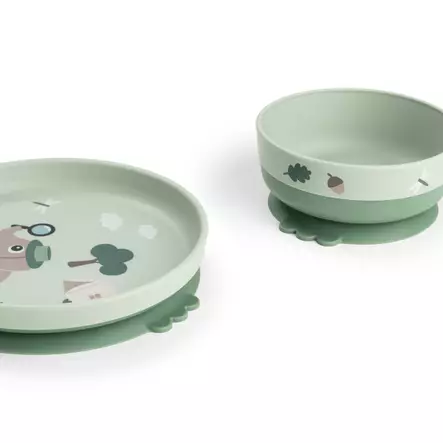 Done By Deer Foodie ruokailusetti Tiny trails Green lautasten imukupit - Tallrikar och skålar - 1566133 - 2