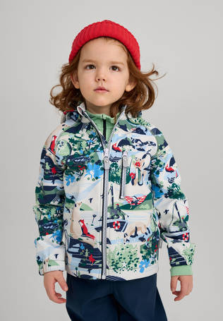 Reima Vantti softshell-takki Green clay lapsella. - Barnens mellansäsongsjackor - 5100009B-8683 - 2