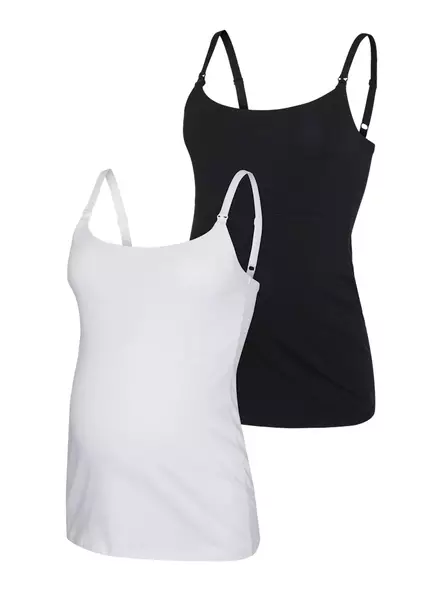Äitiystoppi Mamalicious Kerrie Strap Top Black/Snow White. - Mammatröjor - 20018963 - 1