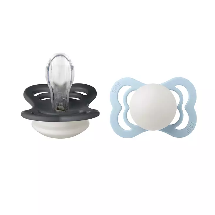 Bibs Supreme silikonitutti 2 kpl 0-6kk, Iron/Baby Blue Night. - Nappar och napphållare - 160433 - 1