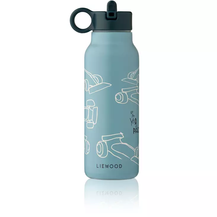 Liewood juomapullo Falk 350 ml Race cars/Beach blue. - Vattenflaskor och flaskor med sugrör - 19617-2783 - 1