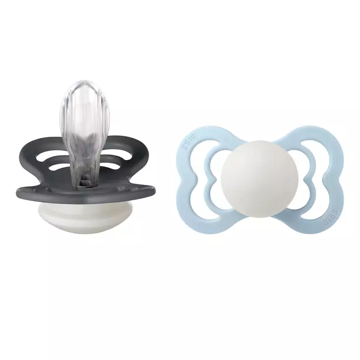 Bibs Supreme silikonitutti 2 kpl 6-18kk, Iron/Baby Blue Night. - Nappar och napphållare - 260433 - 1