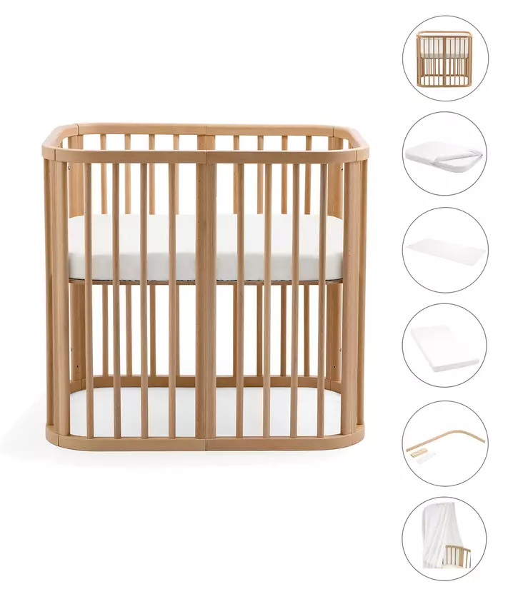 Stokke Nighti Mini bundle Natural Pinnasänky ja lisävarusteet. - Spjälsängar och barnsängar - 705401bund3 - 1
