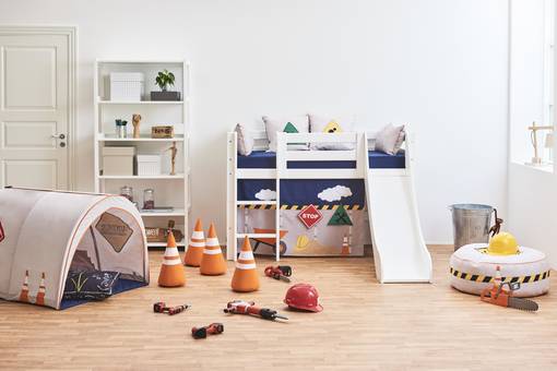 ECO Luxury halvhög säng 70x160cm med rutschkana och raka trappor - vit - Sängar - PRE-A13-3 - 2