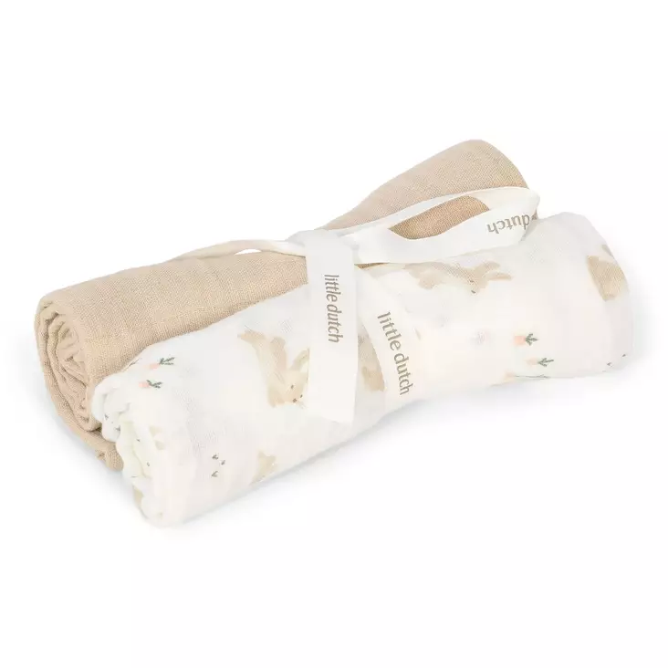 Little Dutch Harsoliinat 2kpl 70x70cm, Baby bunny. - Muslinfilt - TE51895033 - 1