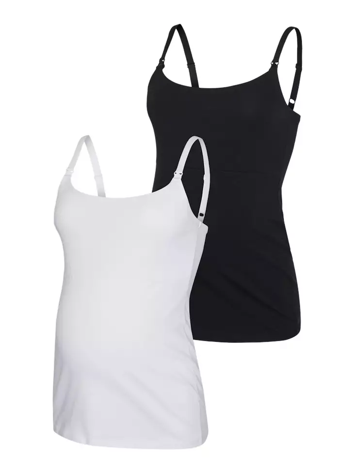 Äitiystoppi Mamalicious Kerrie Strap Top Black/Snow White. - Mammatröjor - 20018963 - 1