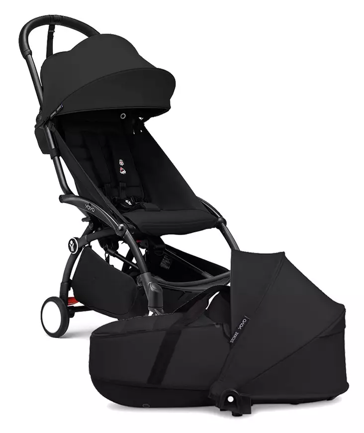 Stokke YoYo3 matkarattaat Black-Black ja Newborn shell kantokoppa. - Resevagnar och barnvagnar - 646002NBS03 - 1