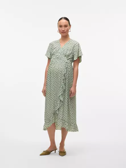 Mamalicious Sophie äitiysmekko Cameo green-black heart edestä naisen yllä. - Gravidklänningar, tunikor och kjolar - 20021924 - 2