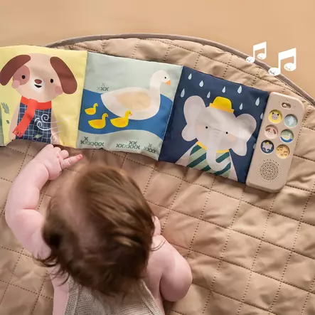 Taf Toys ensikirja Soothing Sounds Book, sisältää viisi eläinhahmoa äänillä. - Aktivitetsböcker - 303944 - 2
