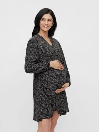 Tumma mekko, jossa on pieni=C3=A4 kukkia. - Gravidklänningar, tunikor och kjolar - 20013834 - 1