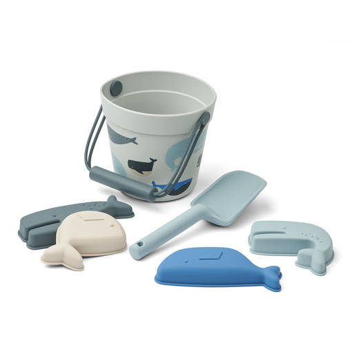 Liewood Dante hiekkalelusetti silikonia whales/cloud blue. - Modellervax och sandlådeleksaker - 18857-1834 - 1