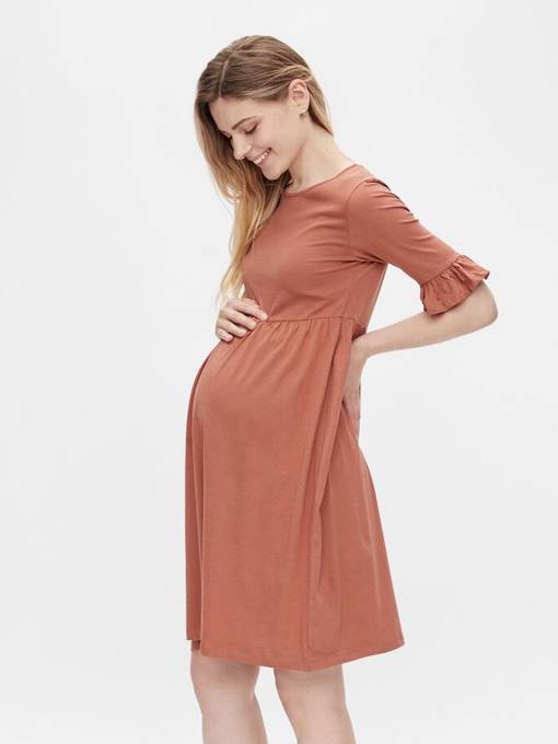 Mamalicious Hazel =E4itiysmekko Copper Brown v=E4riss=E4 - Gravidklänningar, tunikor och kjolar - 20013474 - 1