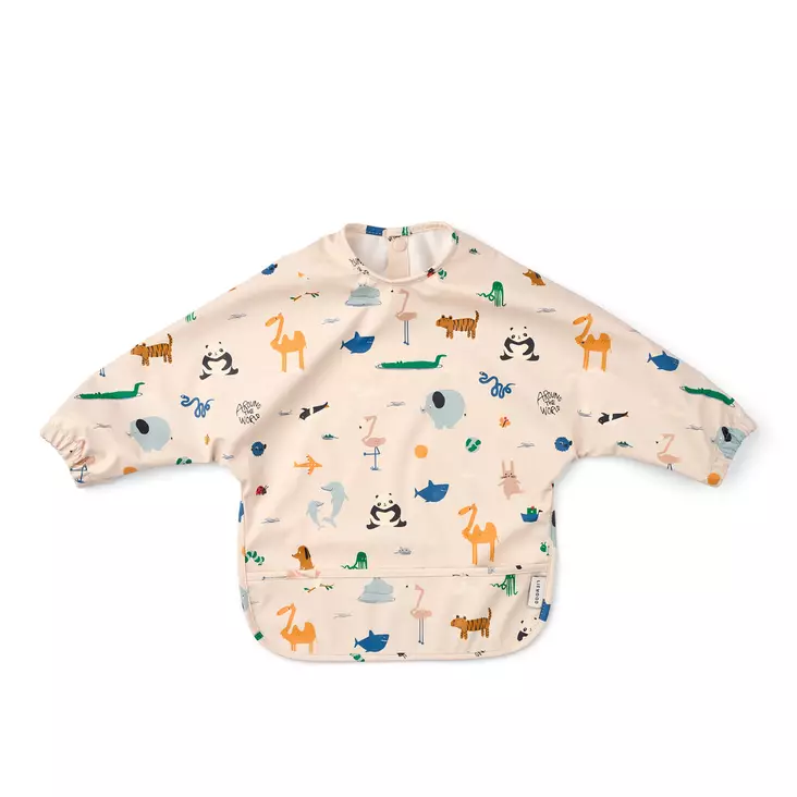 Liewood Merle ruokalappu hihoilla Around The World/Sandy. - Haklappar - 18136-2604 - 1