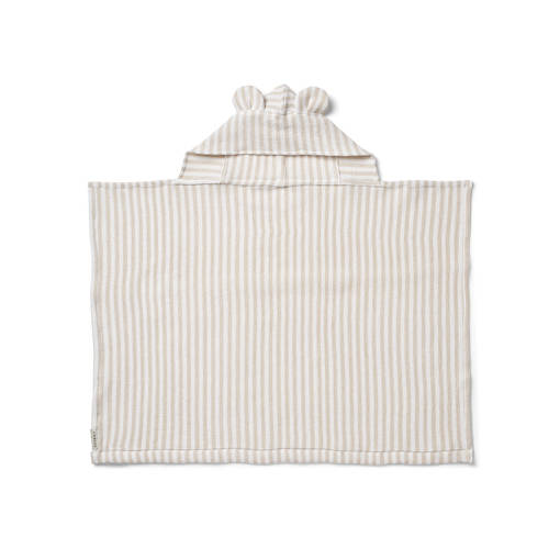 Liewood huppupyyhe Vilas Waffle stripes crisp white/sandy. - Hoodade handdukar och badrockar - 19044-1474 - 1
