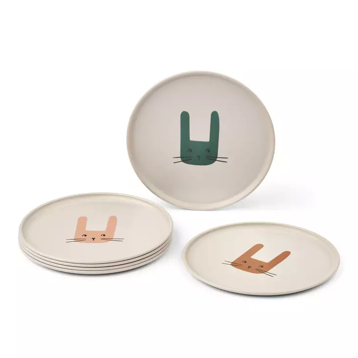 Liewood Remco lautanen 6-pack Bunny sandy. - Tallrikar och skålar - 19572-2184 - 1