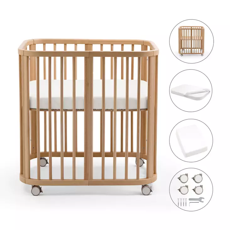 Stokke Nighti Mini bundle Natural Sänky, renkaat, patja ja lakana. - Spjälsängar och barnsängar - 705401bund4 - 1