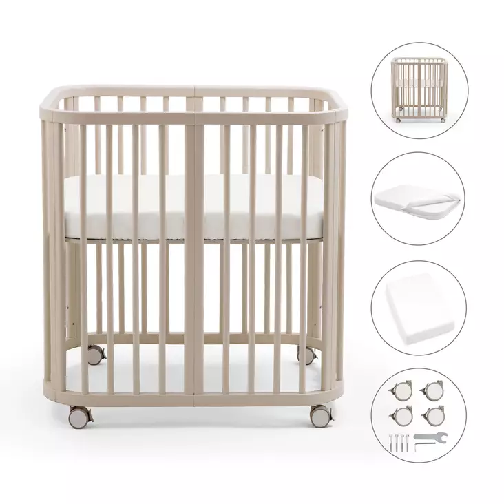 Stokke Nighti Mini bundle Vanilla Sänky, renkaat, patja ja lakana. - Spjälsängar och barnsängar - 705402bund4 - 1