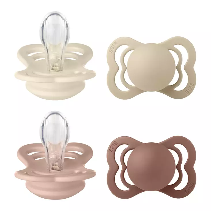 Bibs Supreme 4-pack silicone 0-6kk Ivory/Vanilla/Blush/Woodchuck. - Nappar och napphållare - 160435 - 1