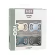 Bibs Supreme 4-pack silicone 0-6kk Ivory/Baby Blue/Petrol/Iron pakkaus. - Nappar och napphållare - 160436 - 2