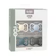 Bibs Supreme 4-pack silicone 6-18kk Ivory/Baby Blue/Petrol/Iron pakkaus. - Nappar och napphållare - 260436 - 2