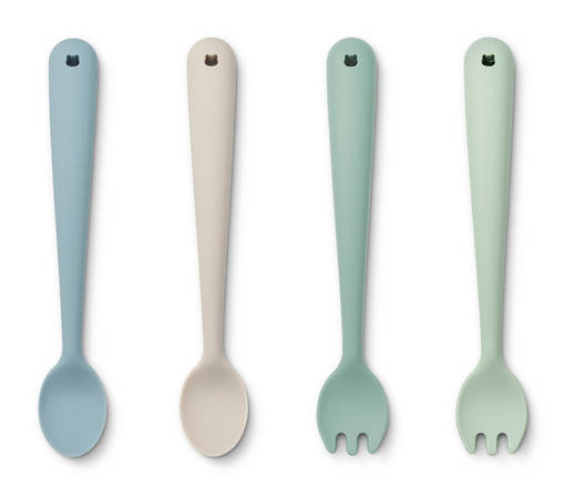 Liewood Shea aterinsetti v=C3=A4riss=C3=A4 Dusty mint multi mix. - Första skedar och barnbestick - 17074-1076 - 1