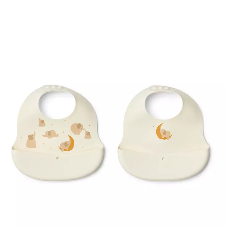 Liewood Ember ruokalappu 2-pack Elephant/Creme De La Creme. - Haklappar - 20119-2506 - 1