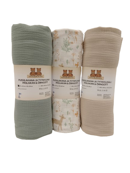 Anne & Mikael Pussilakanasetti pinnas=C3=A4nkyyn, Ruoho. - Påslakan och underlakan - 2030336 - 1