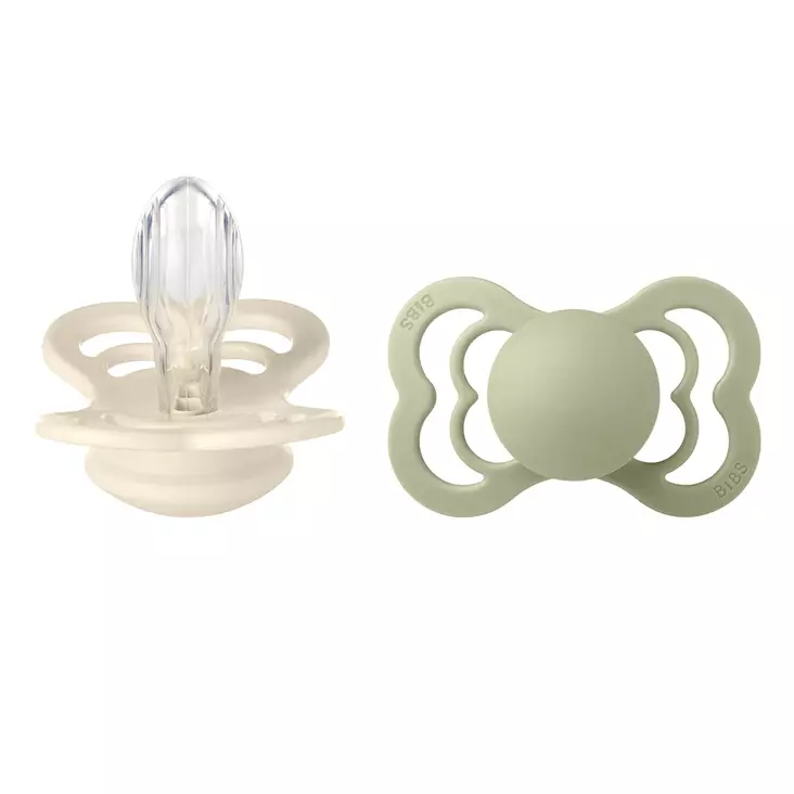 Bibs Supreme silikonitutti 2 kpl 6-18kk, Ivory/Sage. - Nappar och napphållare - 260346 - 1